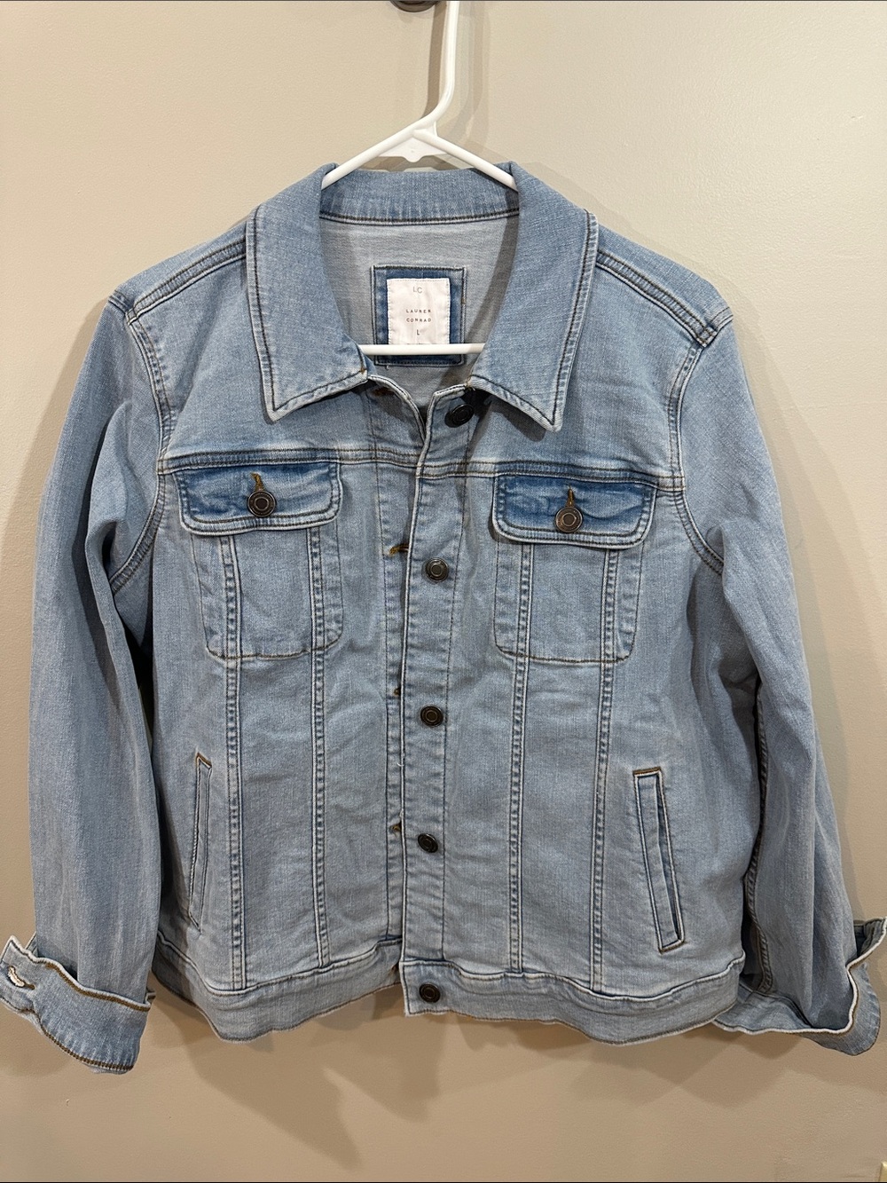 LC Lauren Conrad Light Blue Denim Jacket for Women, Size L